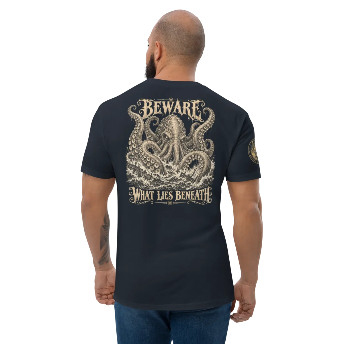 Beware What Lies Beneath, Midnight Navy, back, worn
