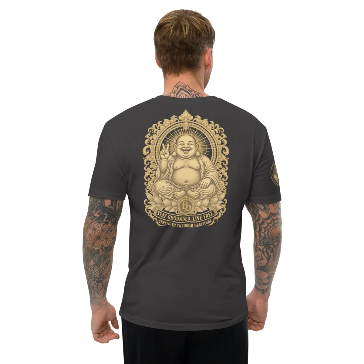 Buddha 1, Graphite Black, back, worn