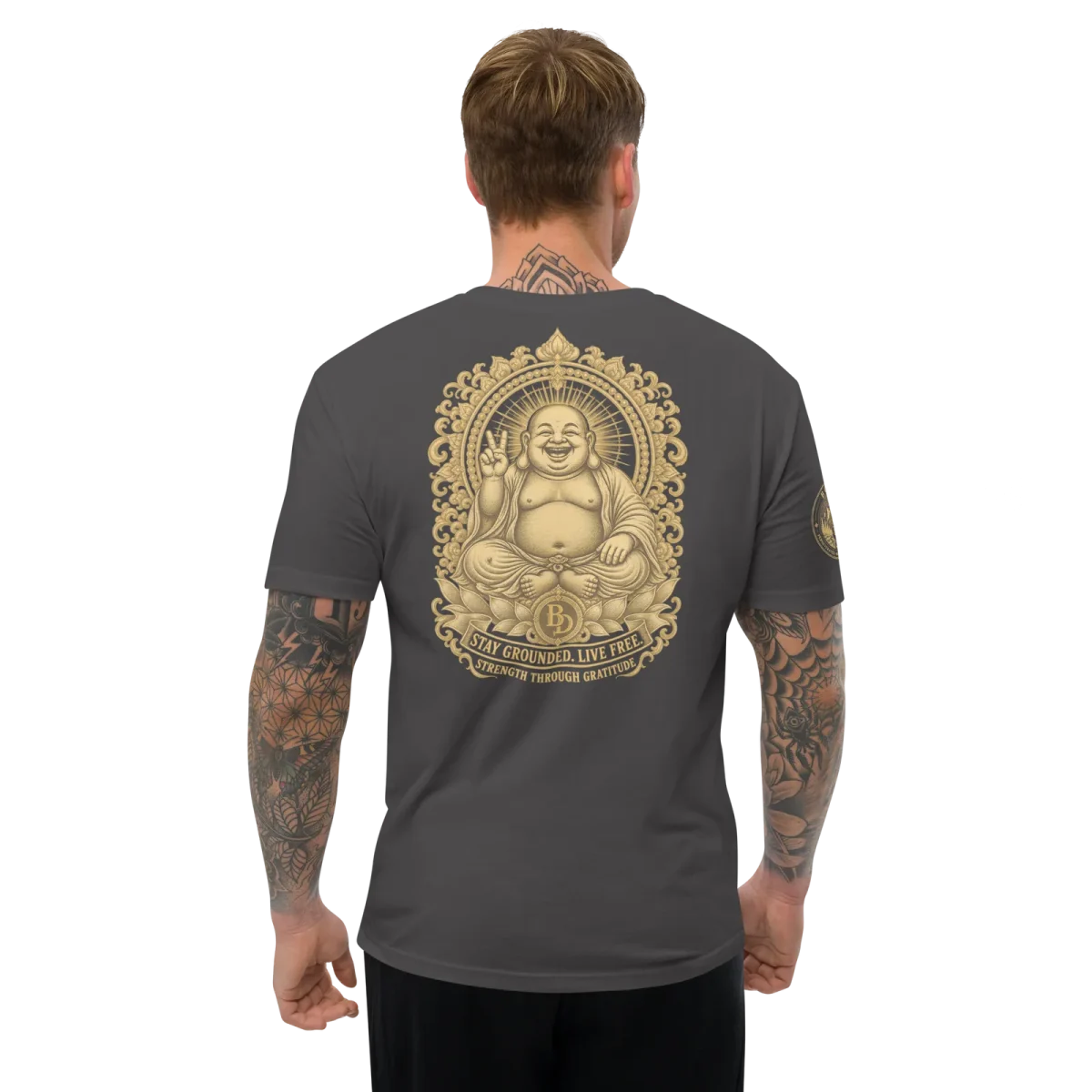 Buddha 1, Heavy Metal, back, worn