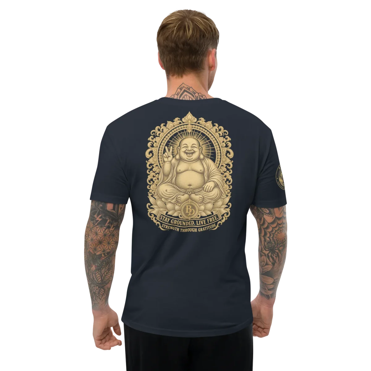 Buddha 1, Midnight Navy, back, worn
