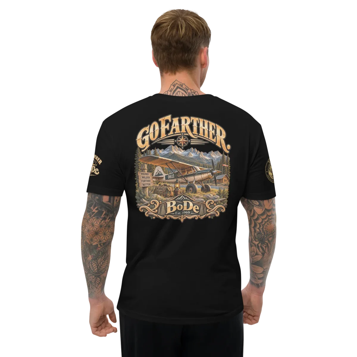 Go Farther, Black, back, worn