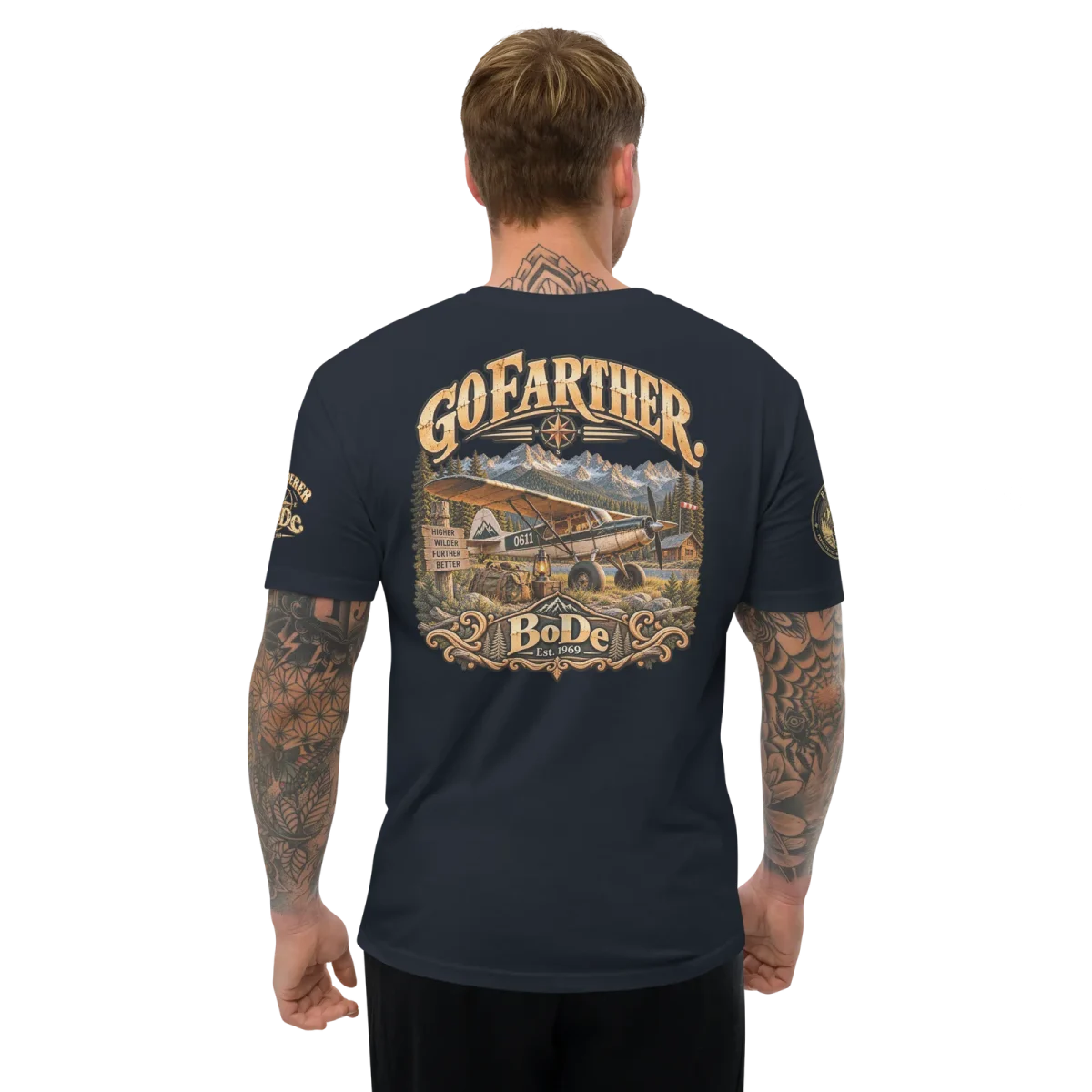 Go Farther, Midnight Navy, back, worn