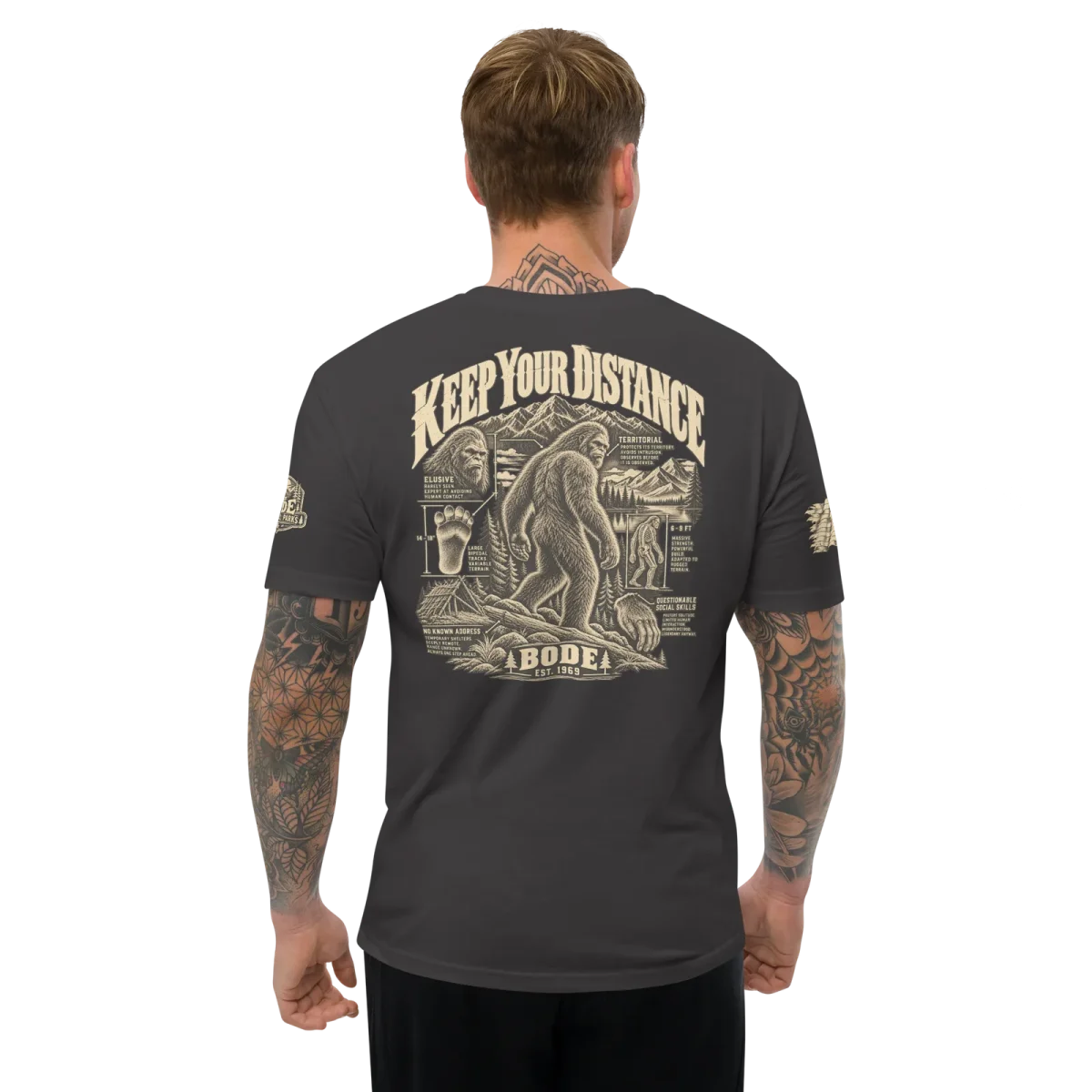 Keep Your Distance 1, Graphite Black, back, worn