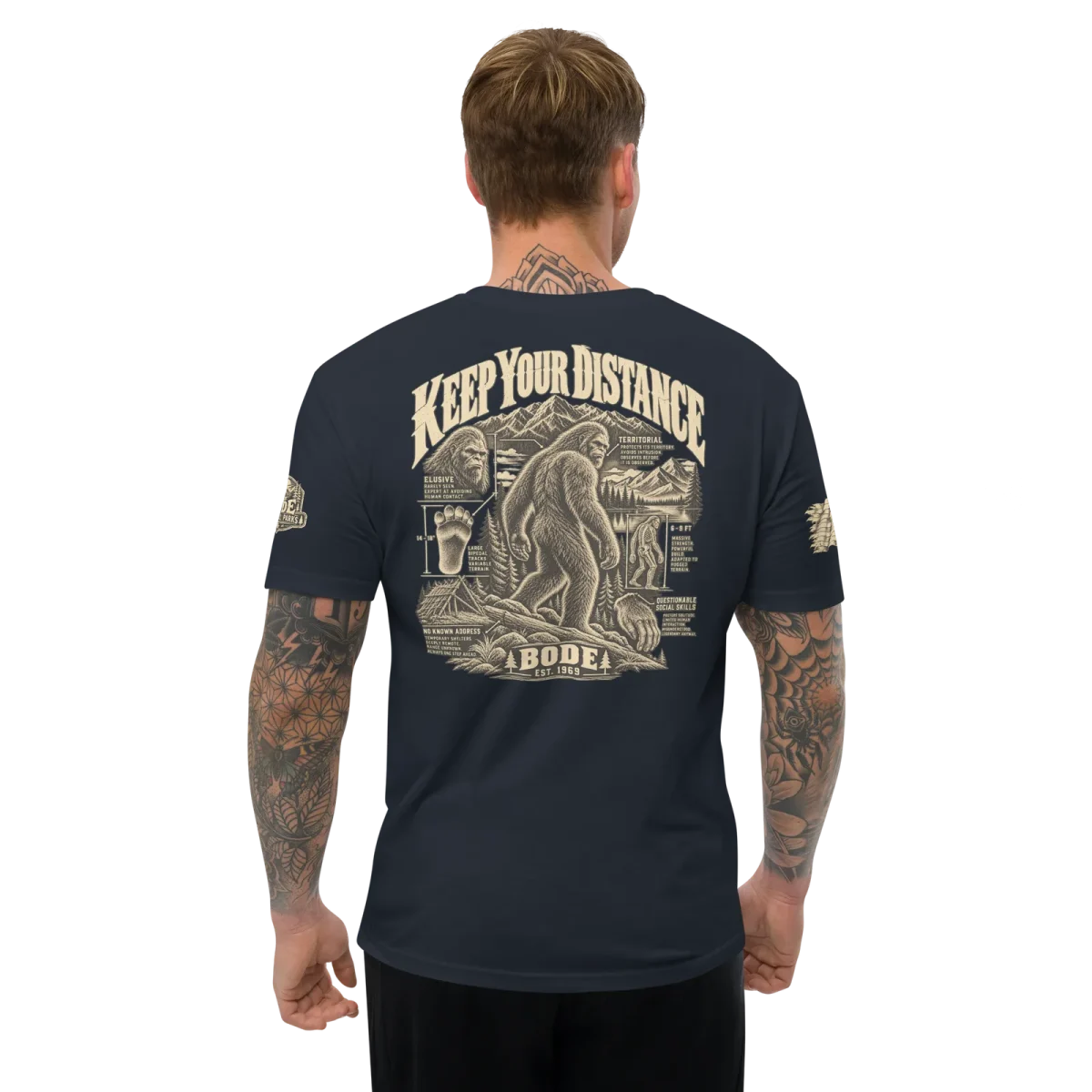 Keep Your Distance 1, Midnight Navy, back, worn
