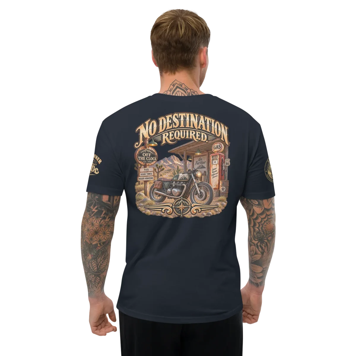 No Destination, Midnight Navy, back, worn