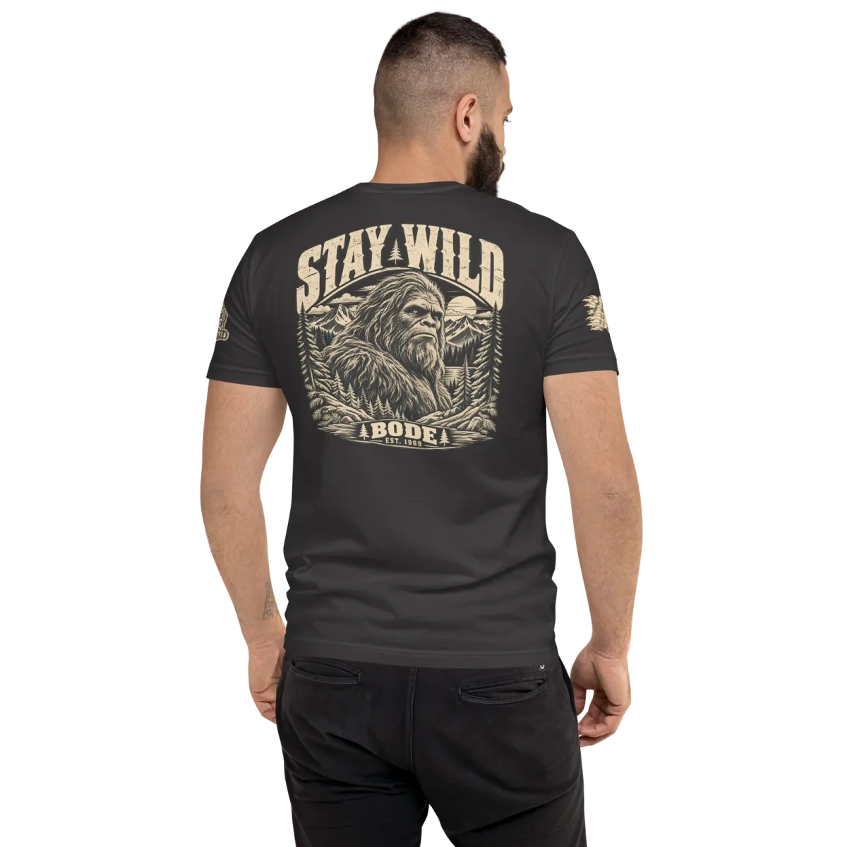 Stay Wild, Graphite Black, back, worn